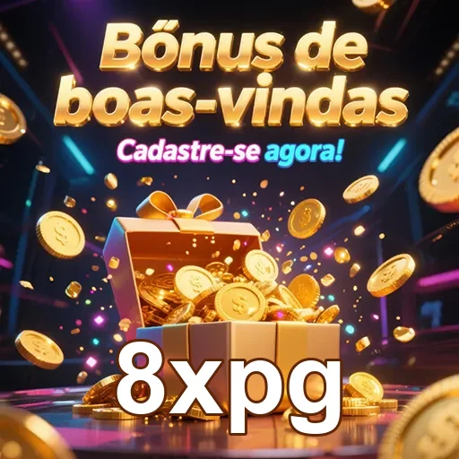 Imagem de boas-vindas ao bônus da 8xpg, celebrando novos usuários com ofertas especiais.