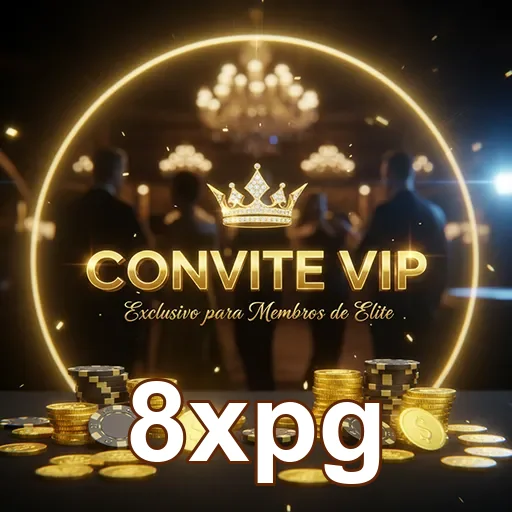 Convite VIP para evento de casino da 8xpg com design elegante e chamativo.