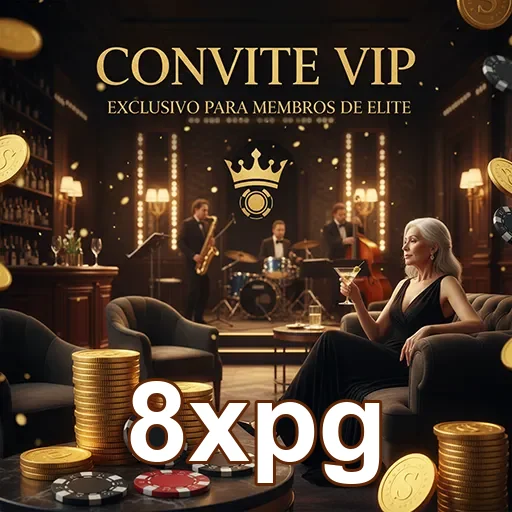 Convite VIP dos serviços 8xpg, apresentando uma elegante arte gráfica para eventos exclusivos.